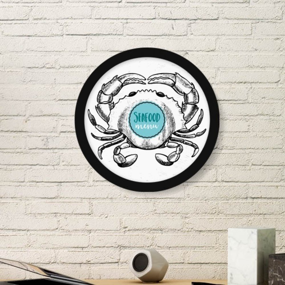Cadre bois rond noir crabe peinture illustration pour décoration chic