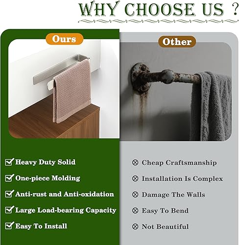Miniatura 7 de Alise Toallero de mano autoadhesivo para toallas de baño, toallero de acero inoxidable SUS304, toallero para armario de cocina, lavabo lateral,
