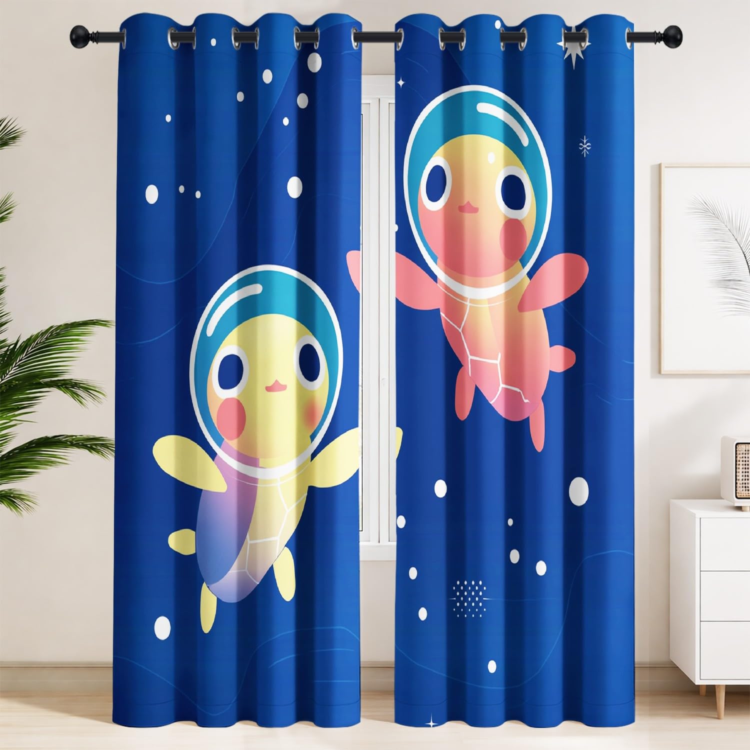 Rideaux occultants haut de gamme motif marin mystique 140x260 cm de luxe