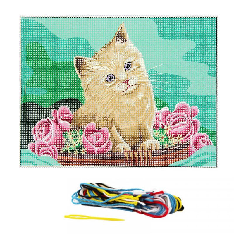 Kit Canevas Le Chat aux roses