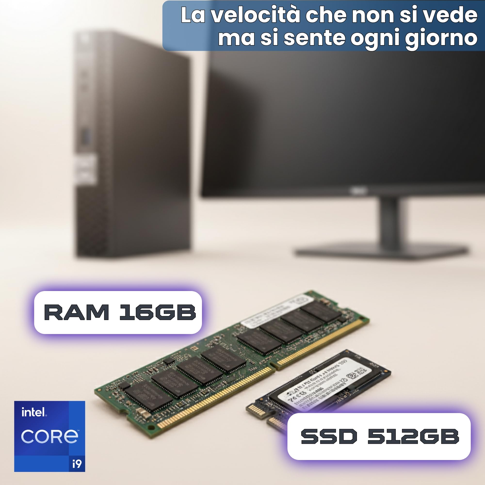 Bundle PC Dell OptiPlex 7070 Micro + Monitor Dell 27 Pollici Full HD | Intel Core i9 8 Core 16 Thread fino a 5.0 GHz | 16GB DDR4 | SSD NVMe 512GB | Windows 11 Pro | Garanzia 36 Mesi