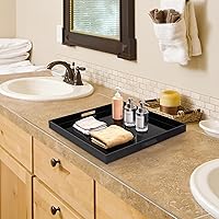 Vista 4 de 16×16 inches Oversized Black Acrylic Ottoman Tray Extra Large Decorative Tray Spill-Proof Serving Trays with Handles King-Size Safe Edge Organizer