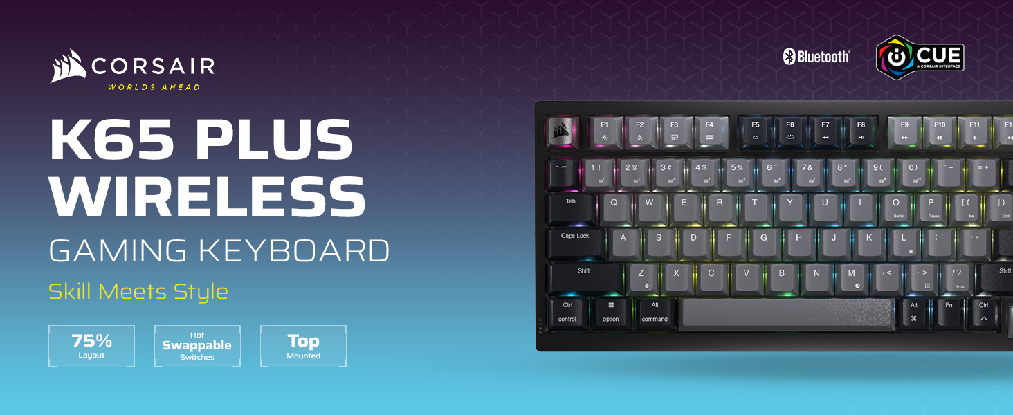 Amazon.com: Corsair K65 Plus Wireless 75% RGB Mechanical Gaming