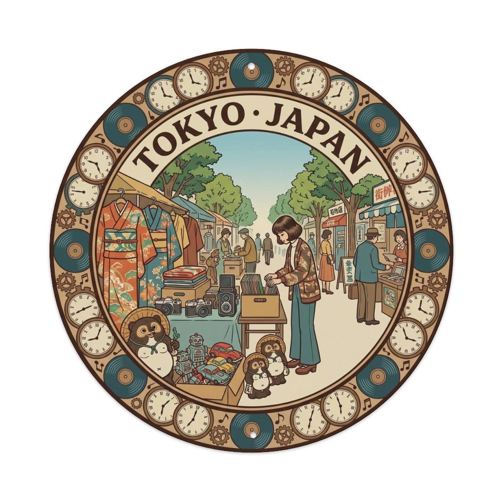 Tokyo Koenji Antique Market Retro City Landmark Street Metal Tin Sign