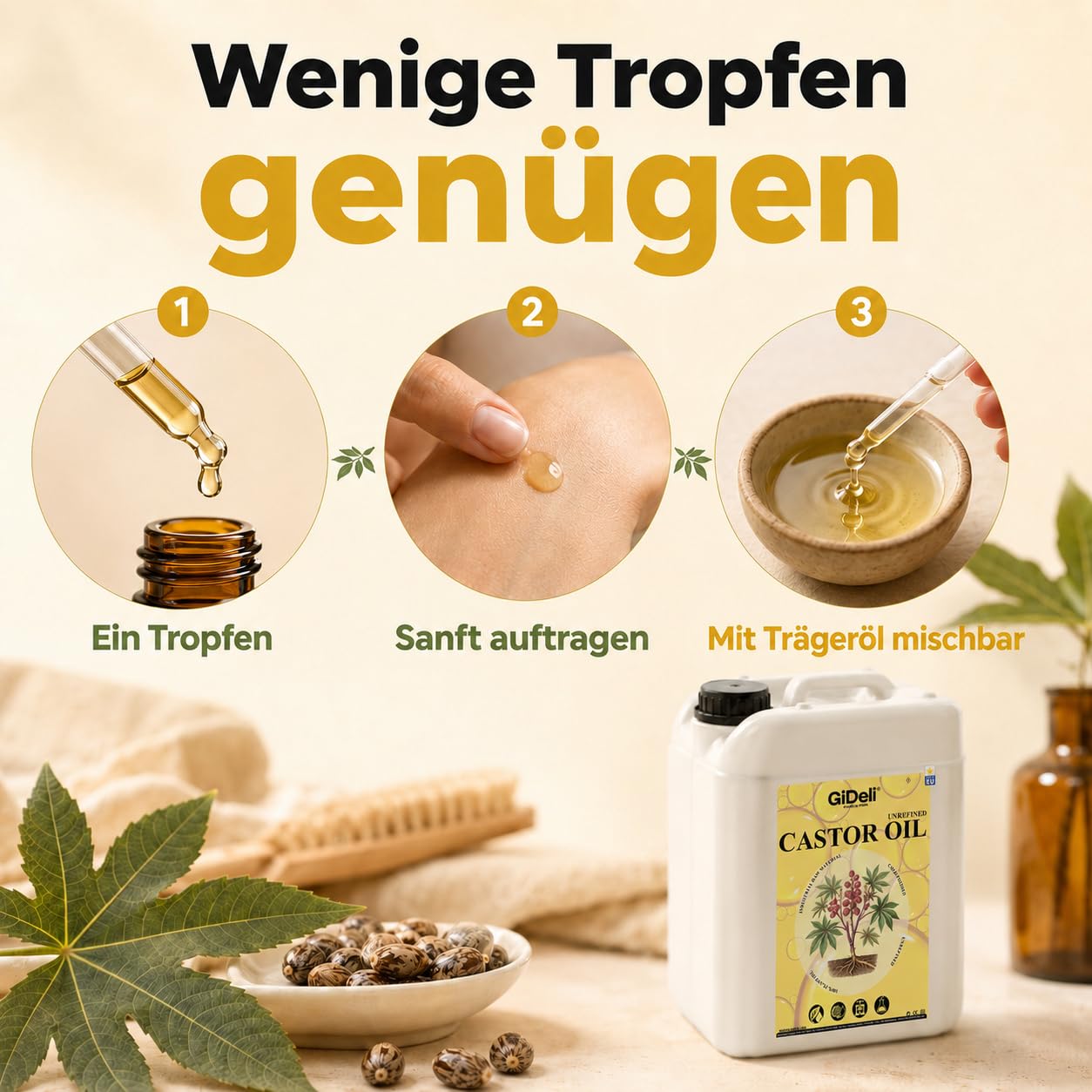 GiDeli Rizinusöl Kaltgepresst 10L Castor Oil Ph. Eur. für Haare und Haut