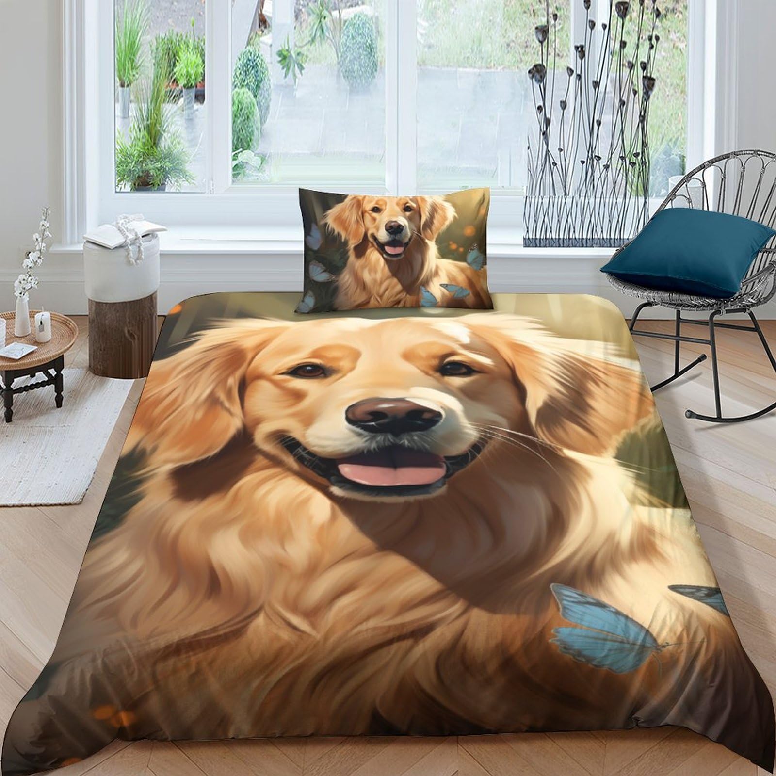 Housses de couettes Golden Retriever respirante et super douce 3 pièces