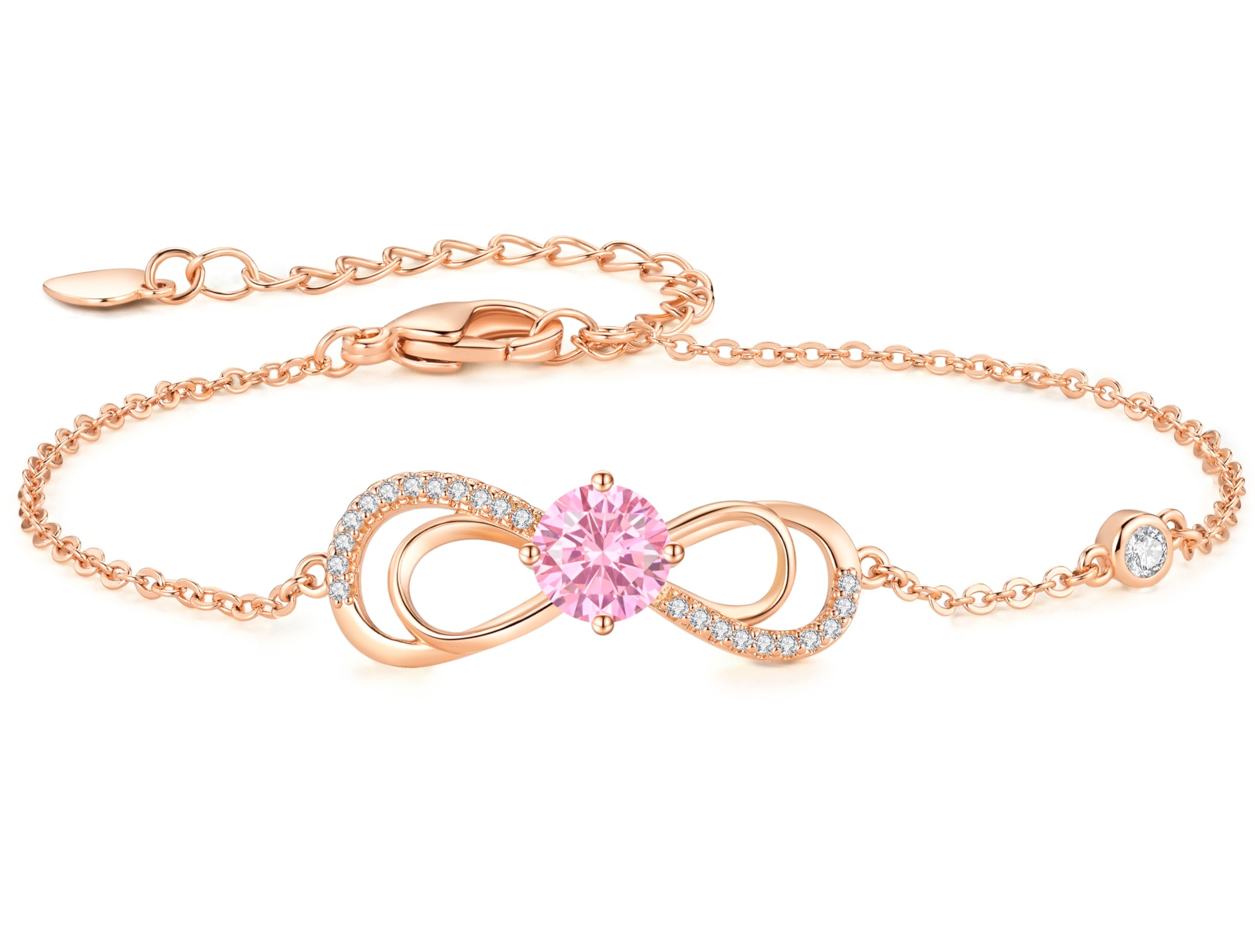 CDE Infinity Armband Damen Herz Geburtsstein Armkette Rosegold Kristallen Armkette Schmuck Muttertag Valentinstag Weihnachtsgeschenke Geburtstag Geschenke für Frauen Freundin Mama