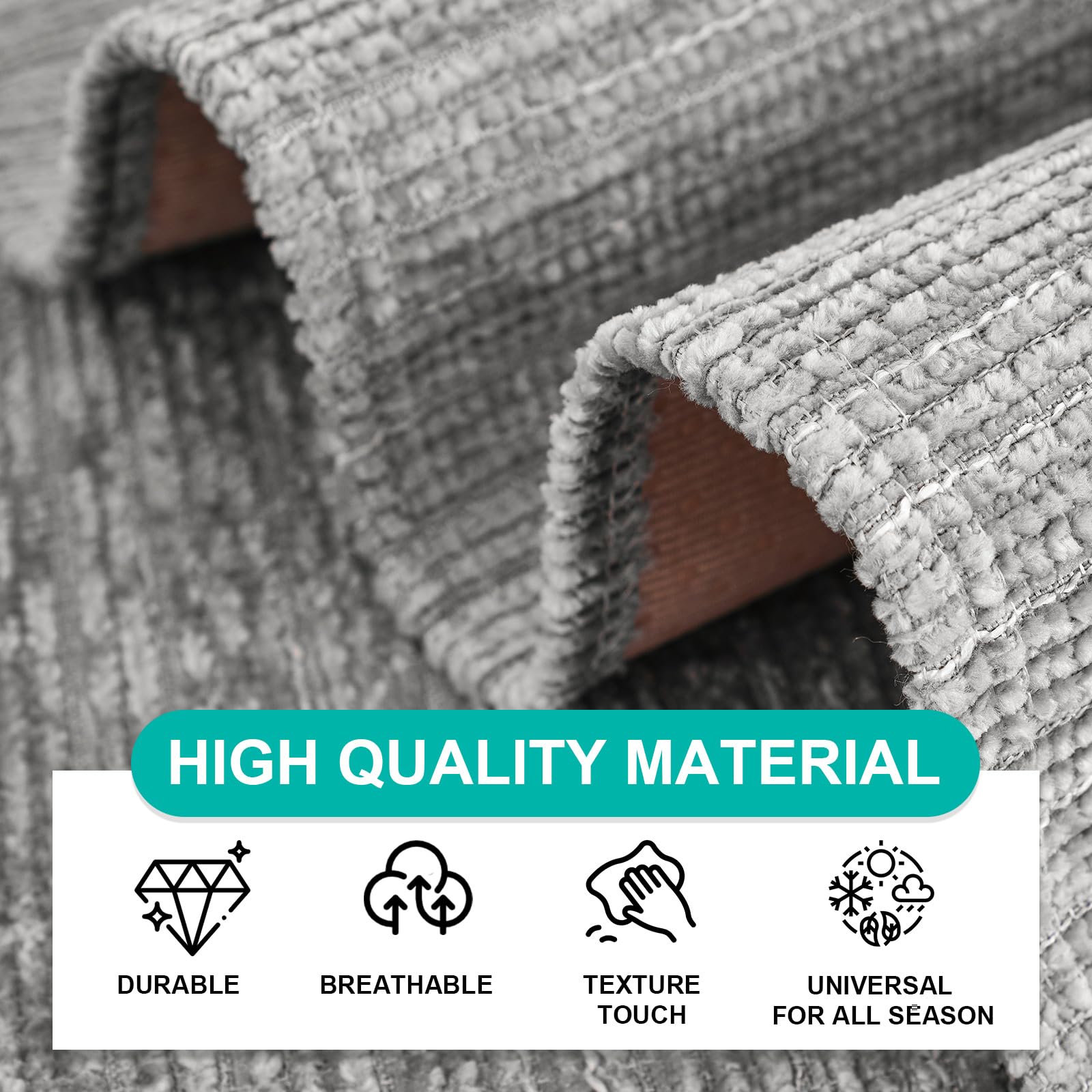 SHANNA Housse de Canapé Épais 1/2/3/4 Places en Forme de L, Couvre Canapé Protege Housse de Canapé Universelle Antidérapante en Fausse Fourrure pour Salon(Chenille Douce Gris, 70 x 150cm) - 5