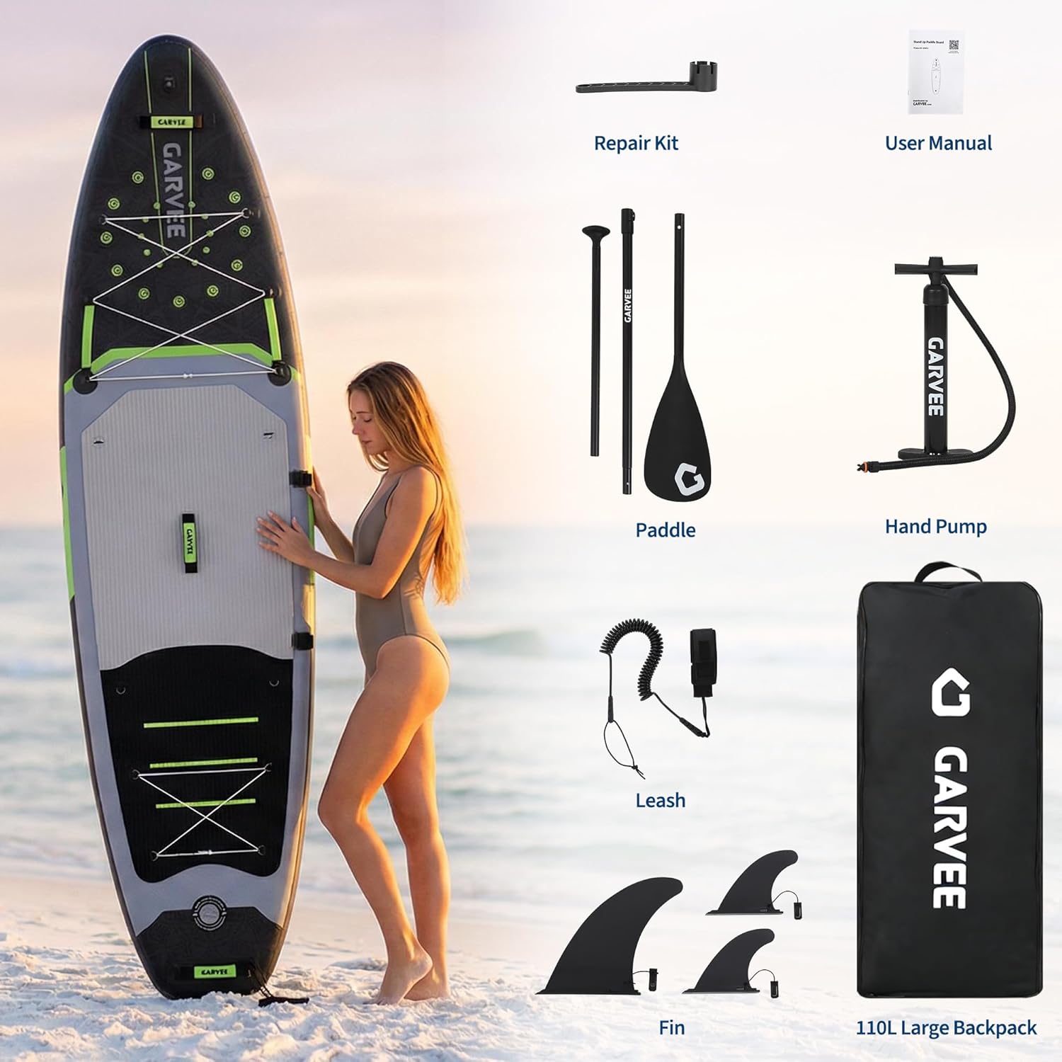 Inflatable Stand Up Paddle Board, 11'6''/11'/10'6'' Paddle Boards with Premium SUP Accessories, Stable Wide Paddleboard Non-Slip Deck SUP Paddle Board for Adults & Youth of All Skill Levels