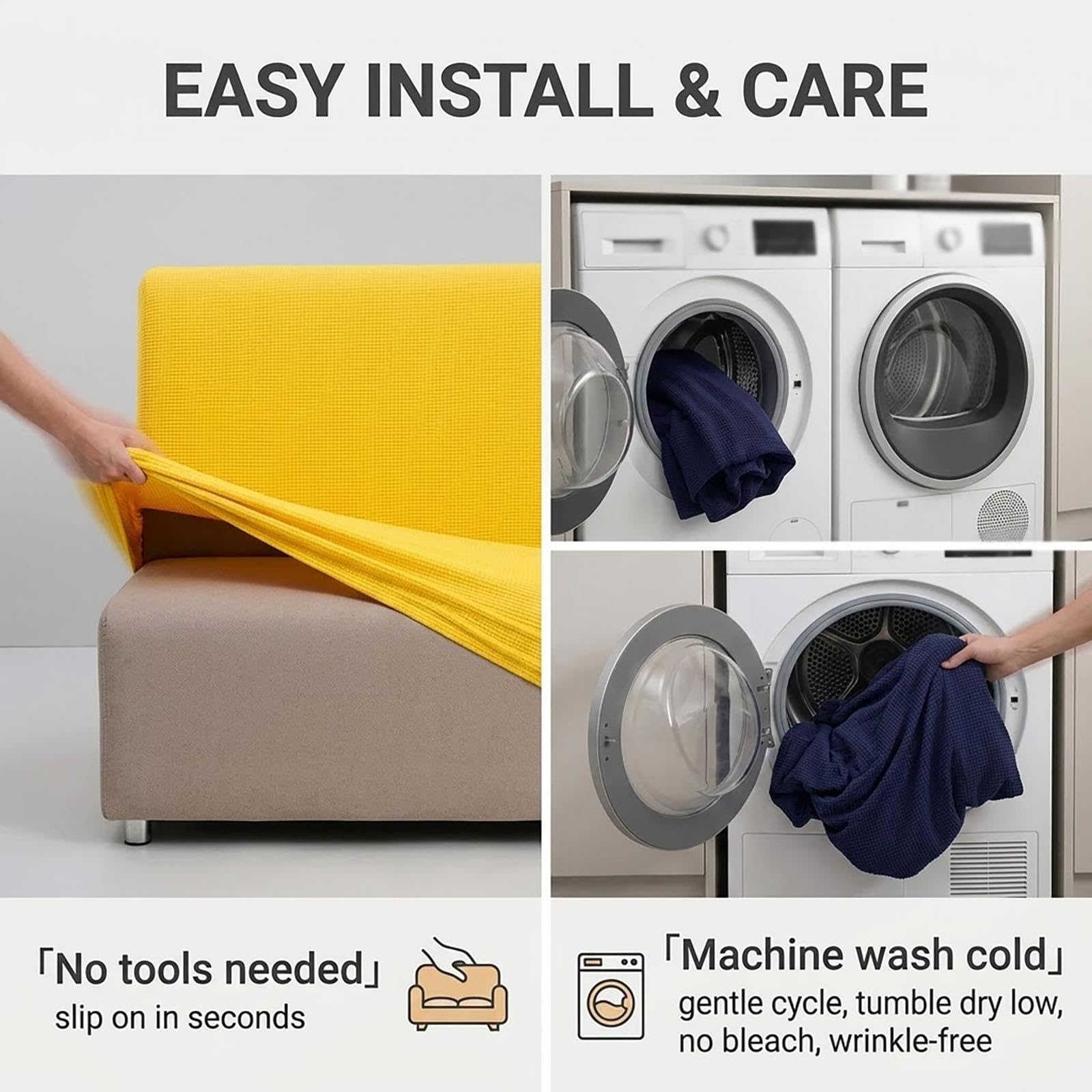 Funda Elástica Para Sillón Sin Brazos Patrón De Cuadros Con Fondo Elástico