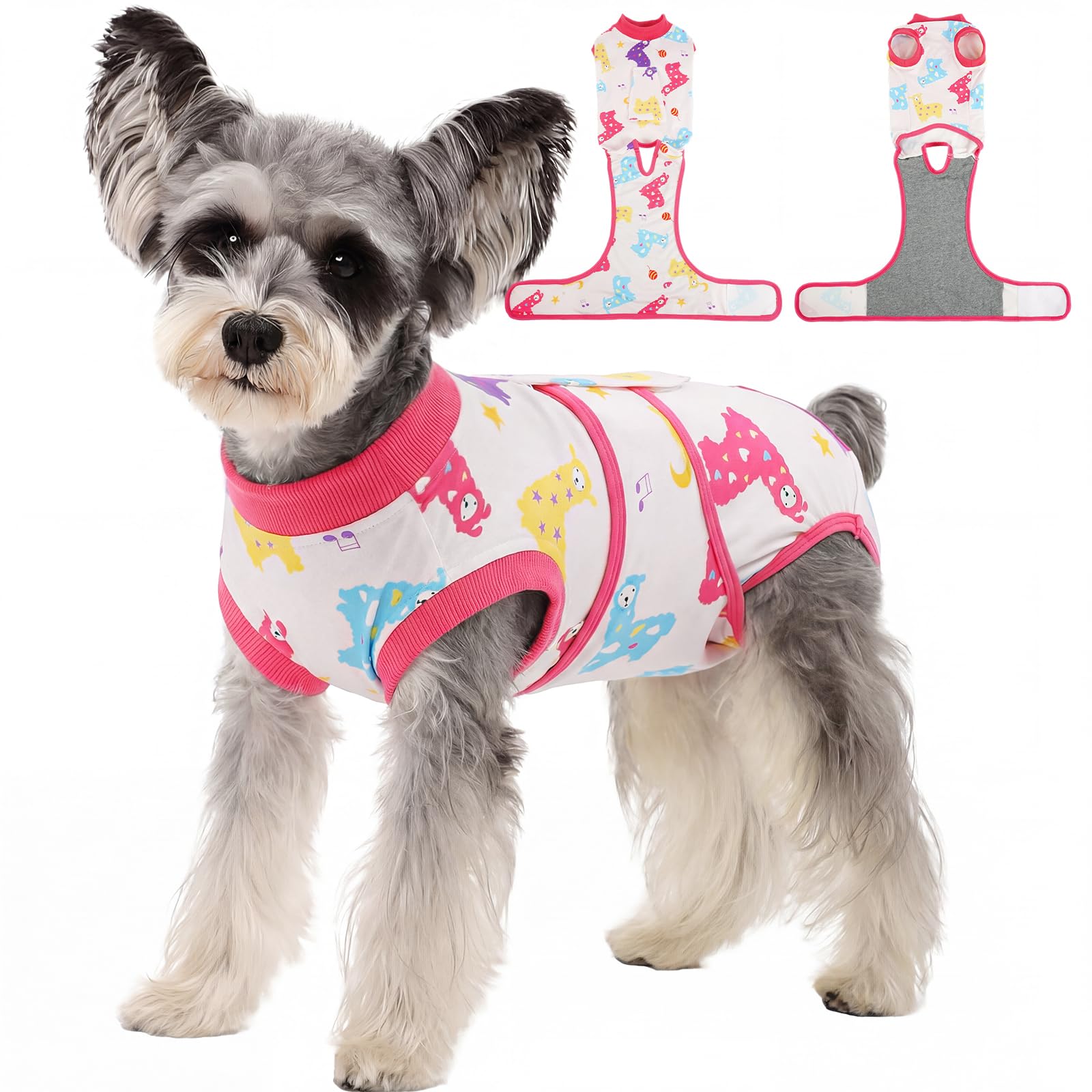 Kuoser Dog Recovery Suit, Female Male Spay Neuter Surgery Suit, Llama, S