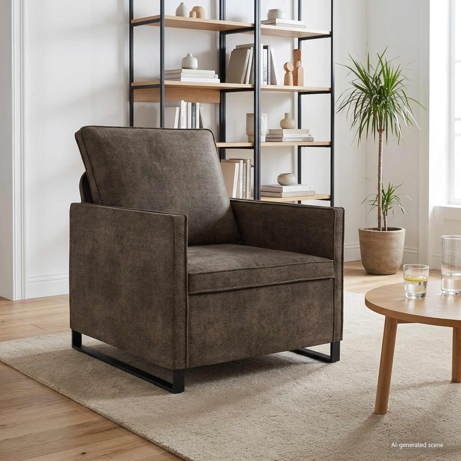 Sofá individual gris oscuro ante sintético 70 x 81 x 82 cm Sillón