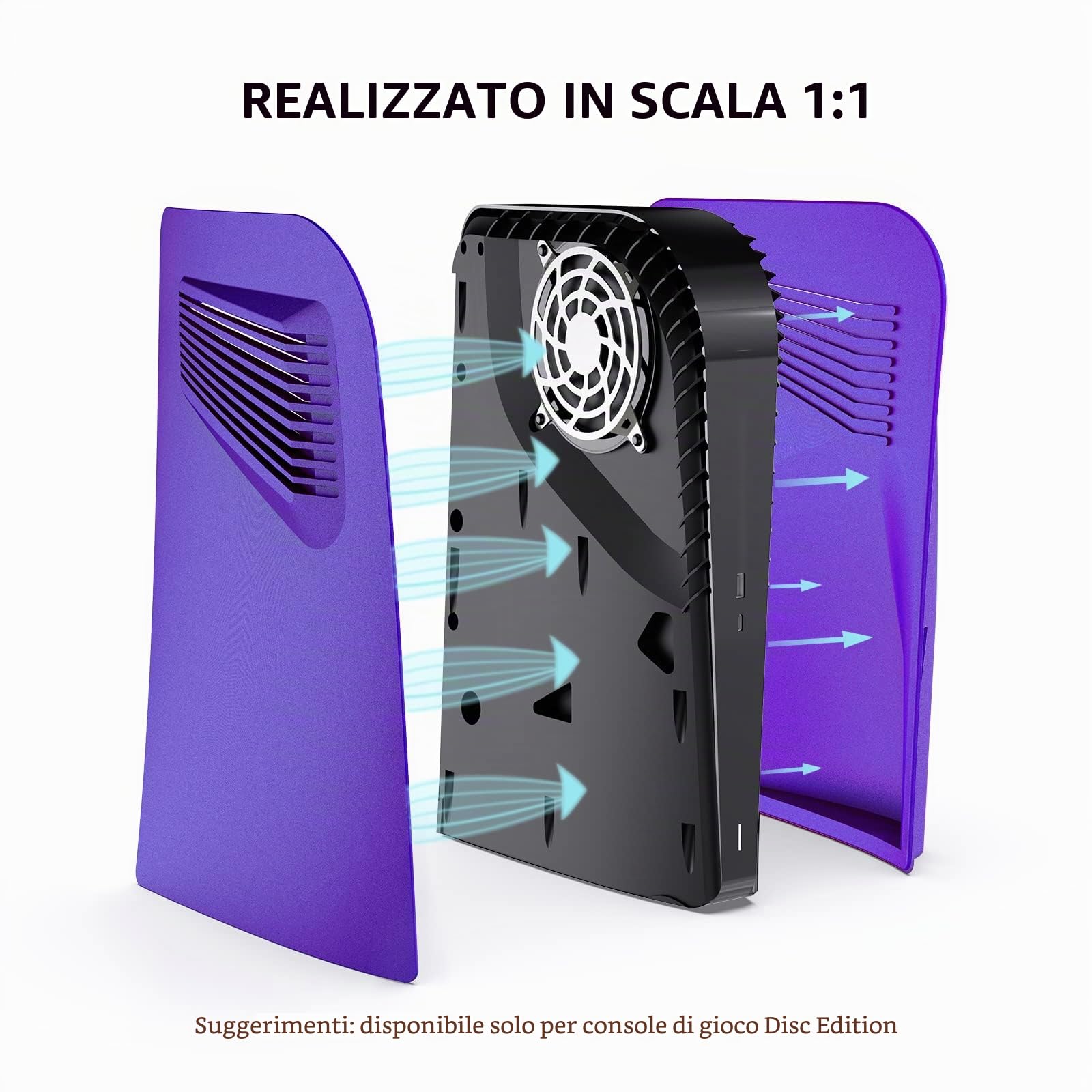 Piastre per Disc Edition, innoAura Piastre frontali con prese d'aria di raffreddamento, cover protettiva antigraffio antipolvere, Custodie di Ricambio in ABS Premium (Viola)