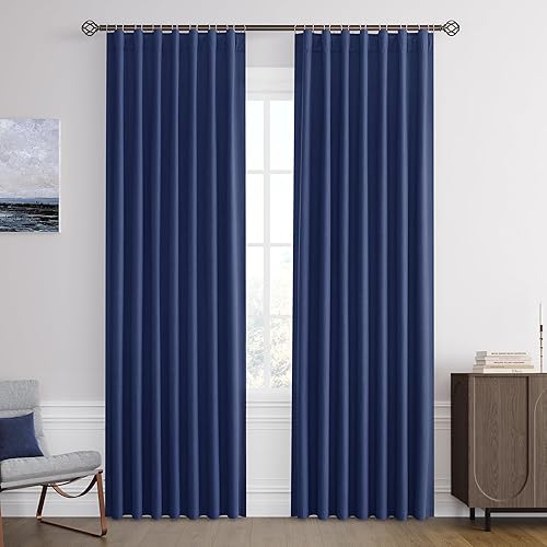 Miniatura 86 de Joywell Cortinas de lino 100% opacas de 45 pulgadas de largo, bolsillo para barra/pestaña trasera, cinturón de gancho/anillos de clip, cortinas de