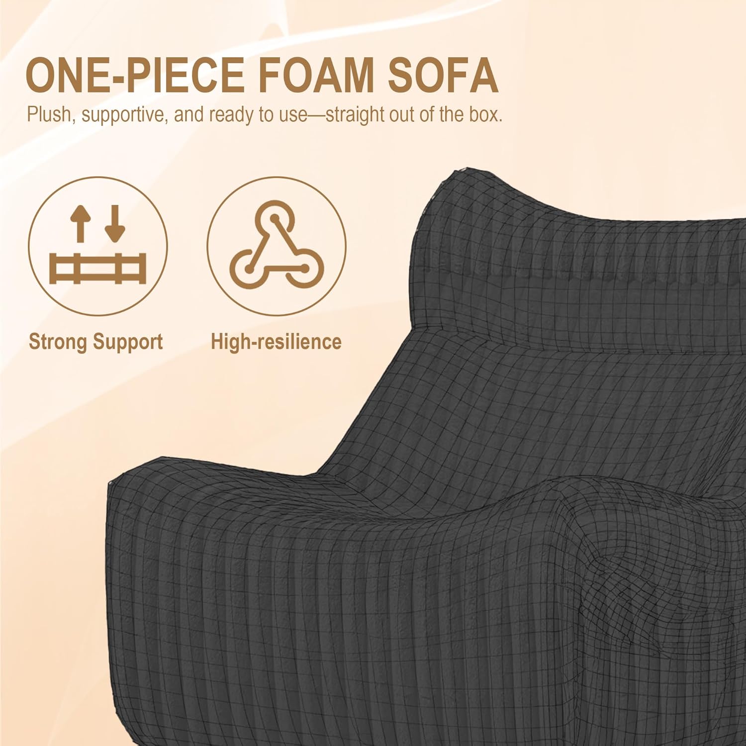 Bean Bag Chairs for Adults, Giant Bean Bag Chair, Memory Foam Lounge Chair, Comfy Lazy Floor Chair, Bean Bag Sofa for Living Room, Bedroom and Office, Single Bean Bag (Black)