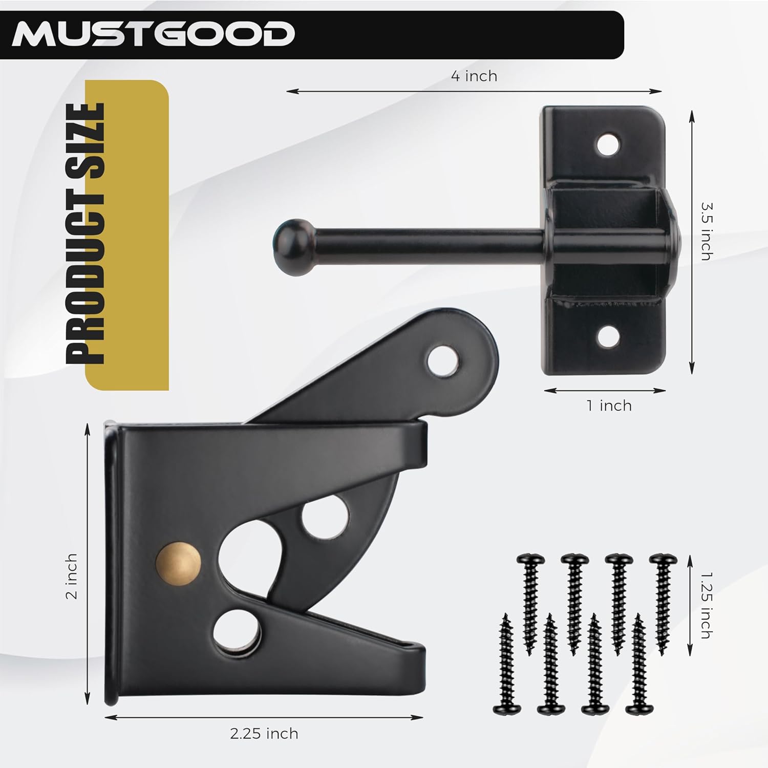 Heavy Duty Automatic Gate Latch for Wooden Fences,Self Locking Metal Gates,Outswinging Pool,Garden,Black (Small)