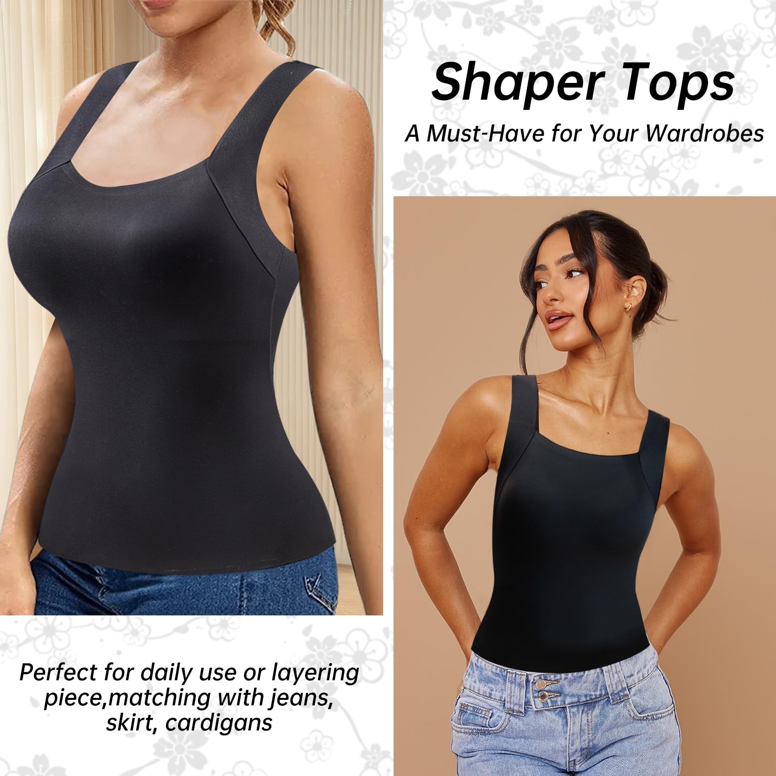 Women's Shapewear Compression Tops Women Tank Top Vest Top with Built in Bra Slimming Shapewear for Women Tummy Control