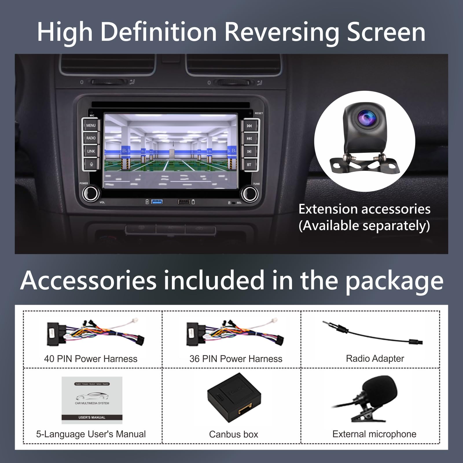 Linux Autoradio per Golf 5 6 Passat Jetta Caddy Polo cc Tiguan EOS Touran T5 Scirocco Wireless Carplay & Android Auto, con display IPS da 7 inch Bluetooth/FM/AM/USB/EQ/Touch
