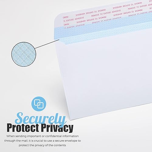 Miniatura 10 de ACSTEP Paquete de 500 sobres de doble ventana, sobres de seguridad autosellados para negocios, Quickbooks con cierre autosellante, 4 18 x 9 12