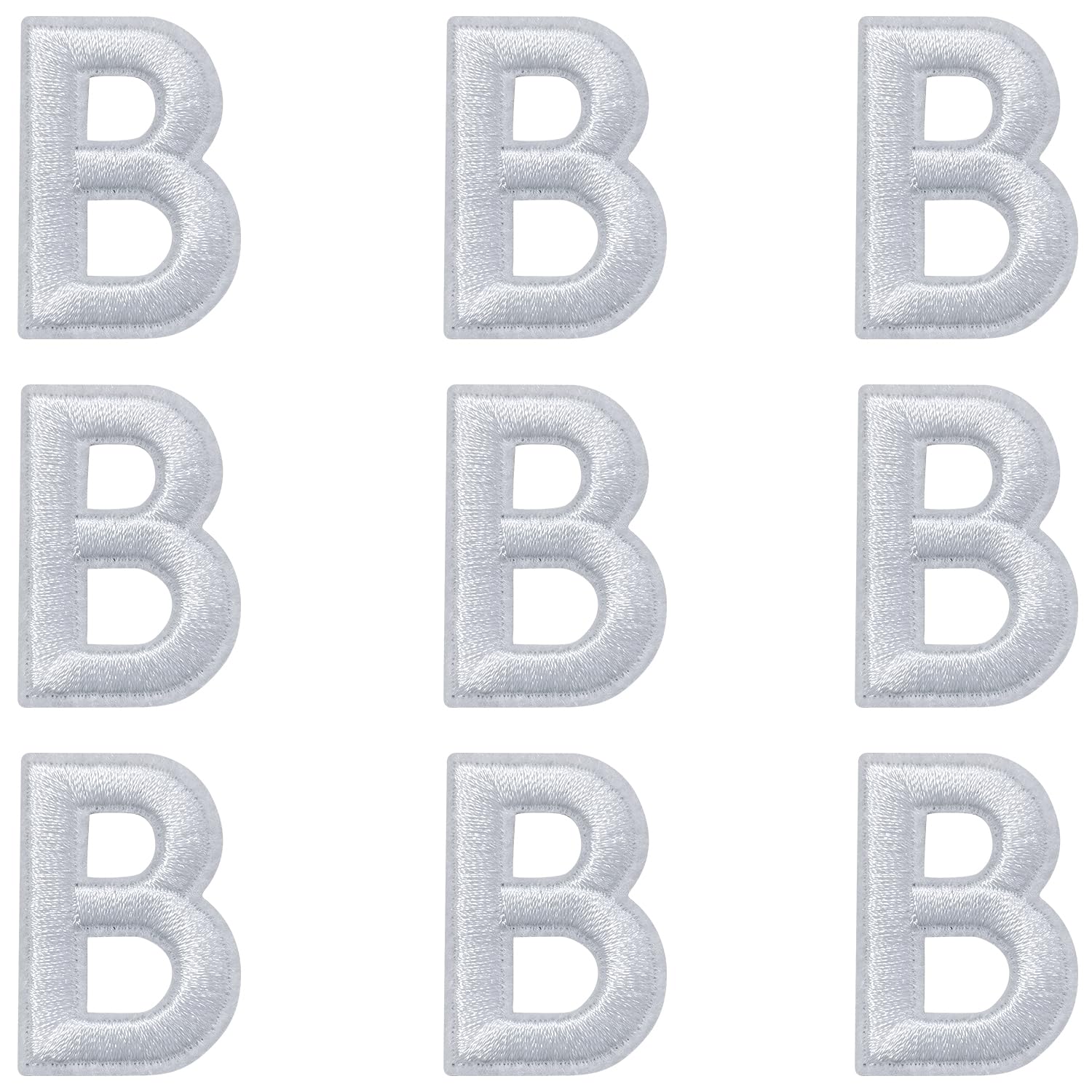 IANZE 9PCS Iron on Letter Patches, White Letter B Patches Embroidered Letter Patch for Clothing, Jeans, Hats, T-Shirts, Backpacks, Etc. (White-B)