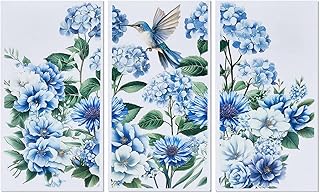 OLYCRAFT 3pcs/Set Blue Flowers Rub on Transfers for Furniture and Crafts 6x12 inch Hydrangea Hummingbird Furniture Decals Chrysanthemums Transfer Stickers Rub on Decals for Wood Home Decor