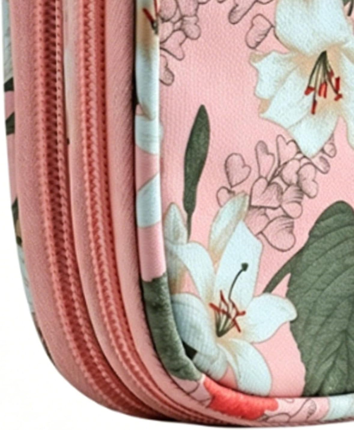 Karlak Crochet Hook Case Stylish Double Layer Organizer for Travel and Home 600D Oxford Fabric Sewing Tools 18x14x4cm (Pinkish Lily Bag)