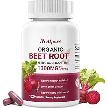 Nivlltpure Beet Root Capsules 1300mg - Cold Press Beet Root Nitric Oxide Booster Beetroot Powder Extract for High Blood Pressure, Healthy Circulation, Energy and Stamina, Non-GMO - 120 Capsules