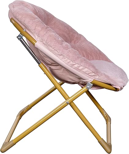 Miniatura 42 de Flash Furniture Gwen - Mini silla plegable para niños, silla lunar de piel sintética gris, marco de metal dorado suave, silla plegable portátil de