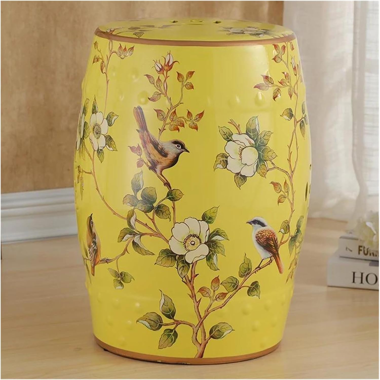 Decorative Garden Stools, Modern Chinese Hand-Made Classical Ceramic Drum Stool for Decoration(F)