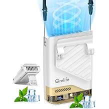 Grelife 2026 AI Portable Waist Fan Rechargeable with LED Display & 40H Runtime,5 Speed 10000RPM Cooling Personal Clip Fan,33ft/s Wind Speed Neck fan for Outdoor Work,Camping,Farm,JobsiteMilky White