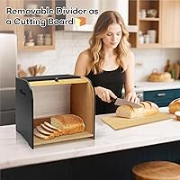 Vista 7 de Panera para Encimera de Cocina, Contenedor de Almacenamiento de Pan de Bambú de Doble Capa para Pan Casero, Panera con Tapa Enrollable con 3 Alturas