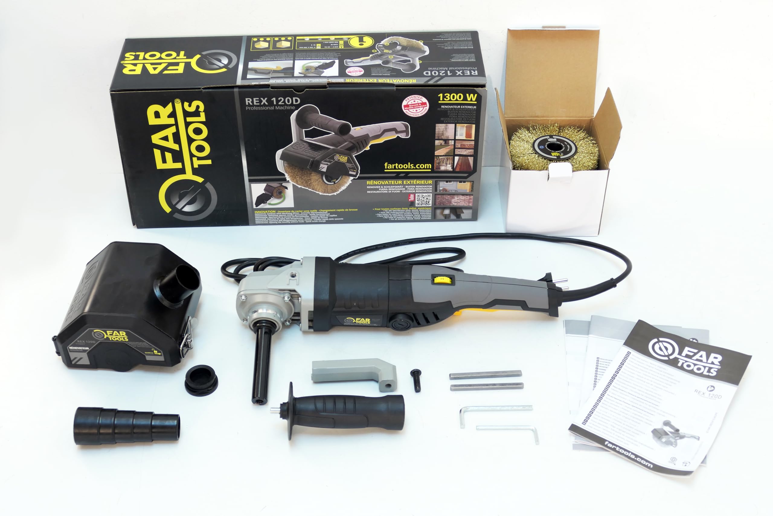 Fartools REX 120 C - Levigatrice, ideale per il restauro di prodotti da esterno, 1300 W, Velocità di rotazione 900-3200TR/MIN, colore nero