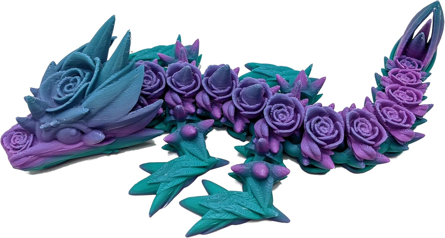 3d Printed Baby Rose Dragon - Flexible Fidget Toy (Mermaid)