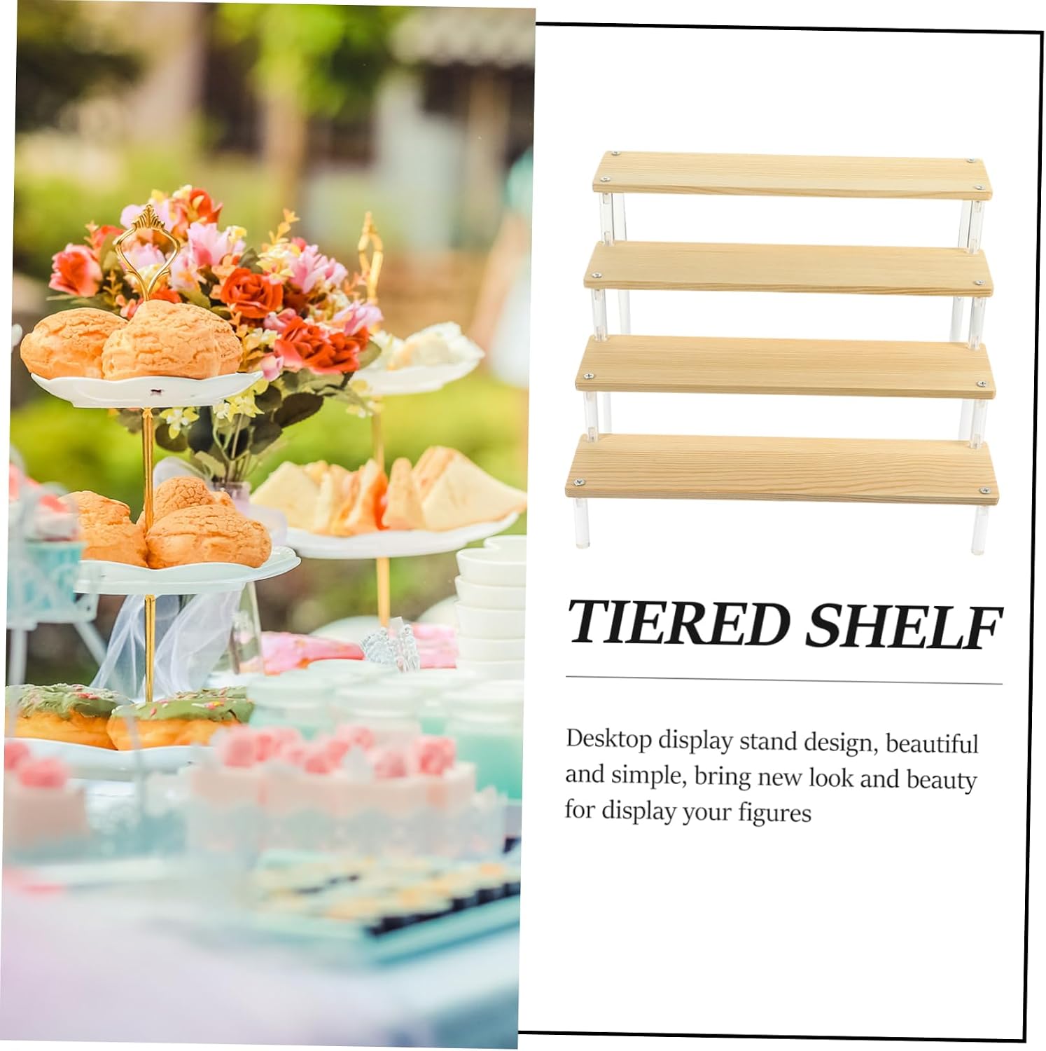 Doll Display Rack Acrylic Stand for Figurines Crafts for Home Sturdy Storage for Desserts Collectibles Wide Design
