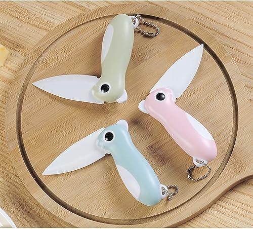 Miniatura 5 de Hidoer Cuchillo de pelar de cerámica, cuchillo plegable de bolsillo, hoja súper afilada de solo 2.3 pulgadas, corte de verduras para pelar frutas,