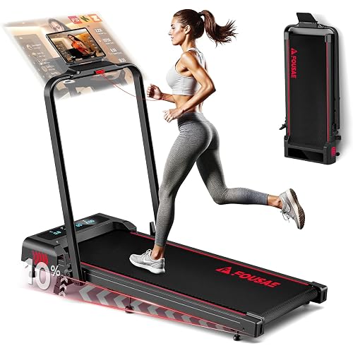 Treadmills for Home, App Compatible, 5 in 1 7.5MPH Foldable Treadmill with 10% Incline, 3.0HP Brushless Drive, 12 HIIT Programs, Full Screen LED Display, Remote Control, 400 LBS Weight Capacity