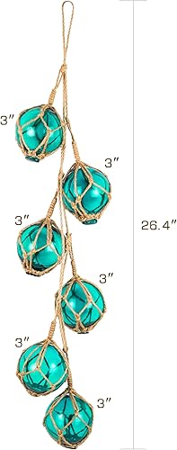 Miniatura 2 de SAILINGSTORY - Flotador de pesca de cristal, 6 bolas de boya para decoración de verano, adornos náuticos costeros de playa para árbol de Navidad, 3