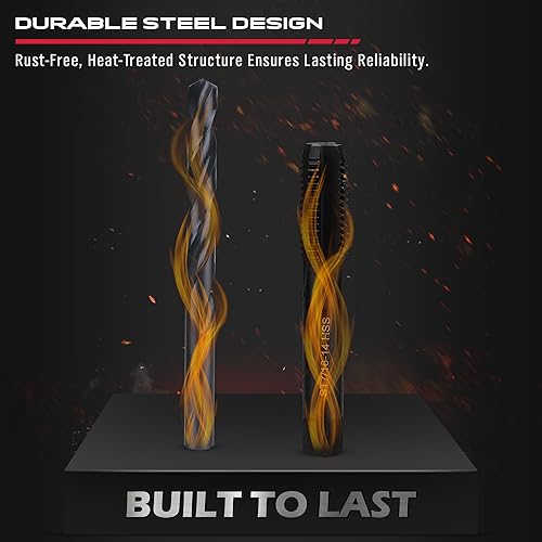 Miniatura 11 de Kit de reparación de roscas helicoidales métricas: 131 piezas helicoidales de bobina HSS taladros insertos grifos y herramientas M5 M6 M8 M10 M12