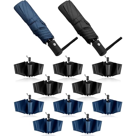 Wesiti 10 Pack Rain Umbrellas Bulk Automatic Open Close Collapsible Umbrella for Men Women