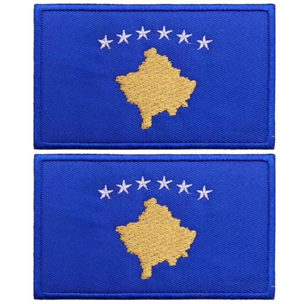 Fituenly Kosovo Flag Patches Embroidered Morale Applique Iron on Sew on Emblem Patch Armband Embroidered