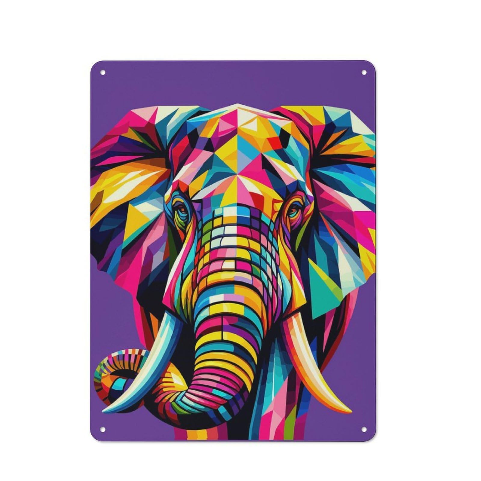 Junmoney Elephant Wpap Pop Art Metal Wall Plaque 40X30cm, Simple Retro Studio Wall Plaque For Office, Study, Studio Or Hallway
