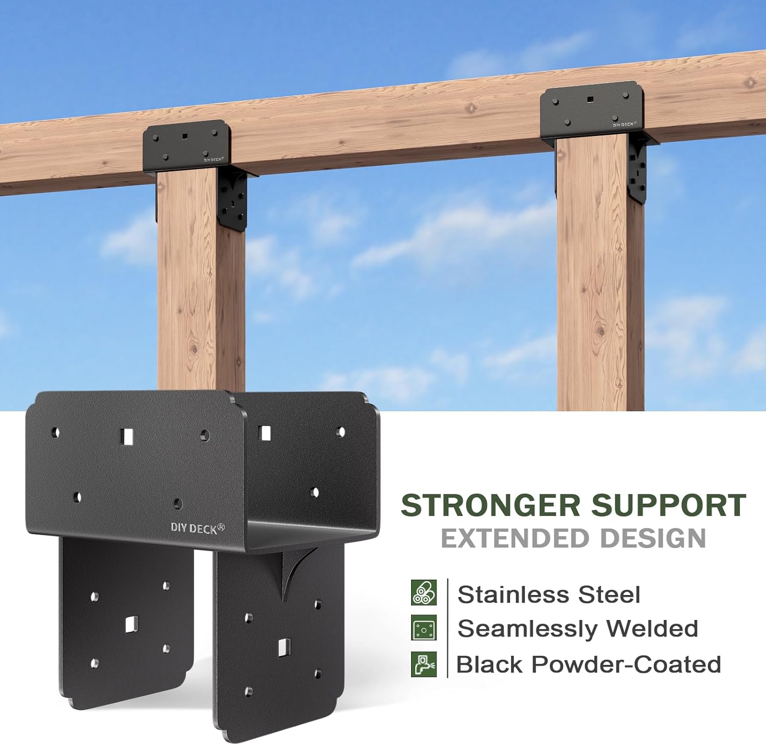 4Pack Post Tie Bracket Stainless Steel Beam Connector (Internal Size: 5.6") Wood Post to Beam Supporting Bracket Base Anchor(for Actual Size: 5.5"x5.5"/5.5"x7.5" Lunber)
