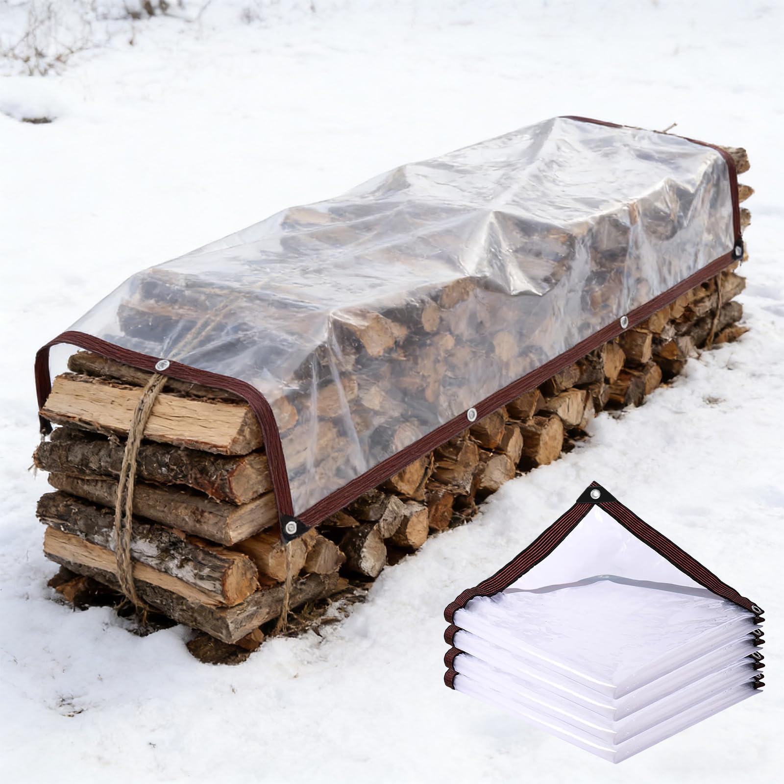 Lona impermeable 110x720 cm con ojales para jardín resistente a rayos UV y polvo incoloro