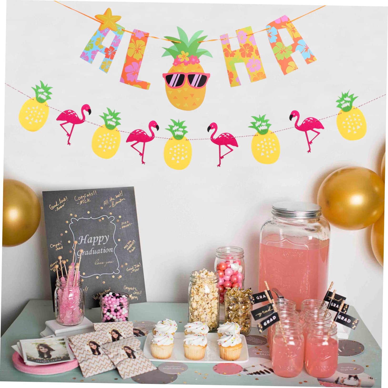 Pallone Decorativo Estivo Hawaiano Frutto Ananas e Ghirlanda Aloha per Feste Estive