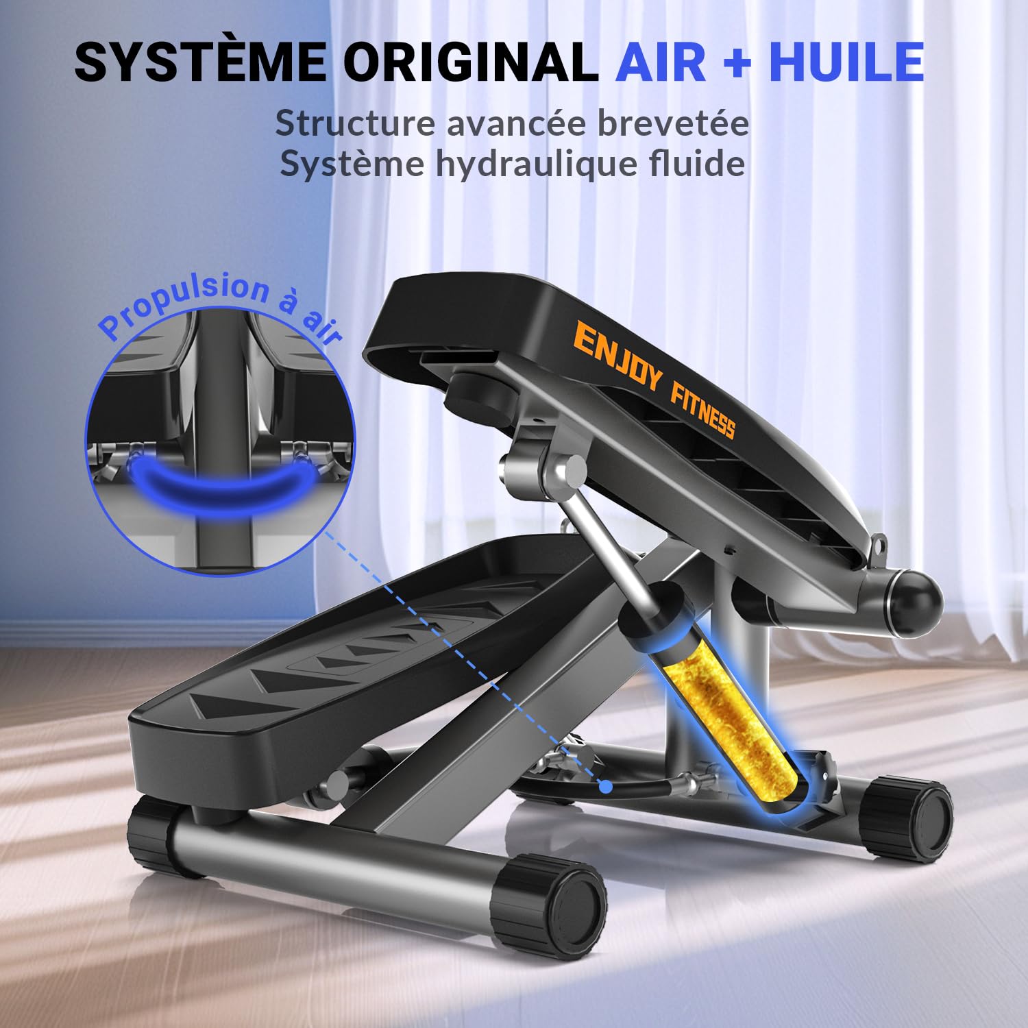 Vannect Stepper 2 en 1 Avec Cordes Élastiques, 16 Niveaux de Résistance, Mini Stepper d'Appartement, Écran Multifonctions, Fitness Pour la Maison, Idéal Pour Jambes, Bras, Fesses, Jusqu'à 150Kg