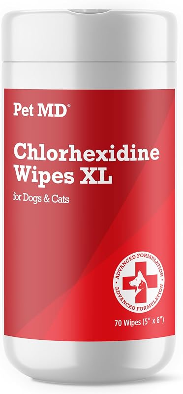 Toallitas tópicas XL con aloe para perros y gatos - 70 unidades | Toallitas tópicas para la limpieza de piel y pelaje de mascotas