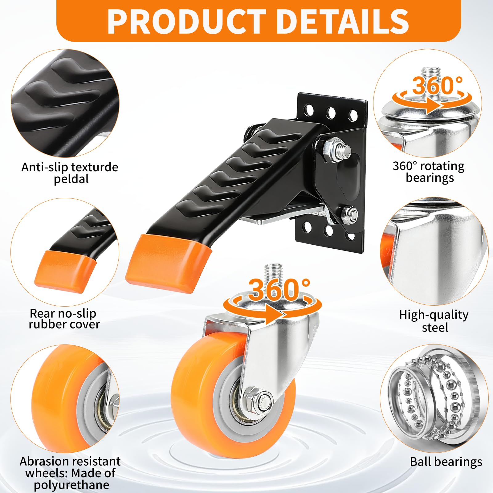 DBREAKS Set de 4 Roulettes para Muebles Pesados Capacidad de 300KG 63,5mm, 360 Grados Roulettes Pivotantes para Bancos de Trabajo, Poliuretano Ruedas, Ruedas para Mover Muebles, Taller, Carros