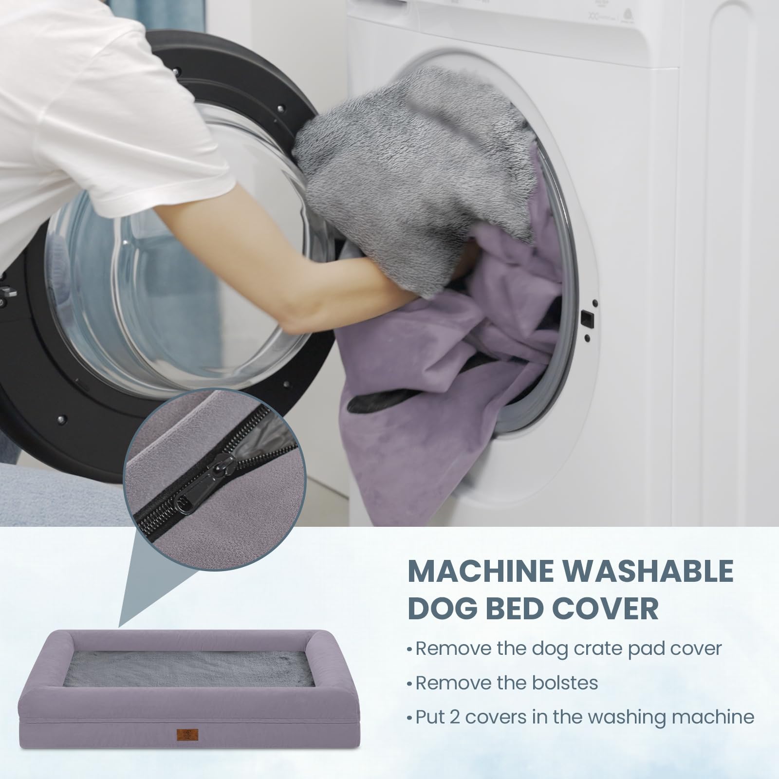 Cama ortopédica jumbo para perros, cama lavable para perros con refuerzo extraíble de 4 lados, cama impermeable para mascotas, caja de huevos de espuma con parte inferior antideslizante para