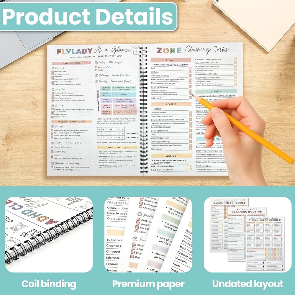 8.5x11 Inch Adhd Cleaning Planner, Daily Cleaning Schedule & Checklist, Cleaning Planner For Adults Women - Image 2