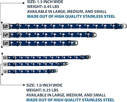 Miniatura 3 de Buckle-Down Collar de perro con hebilla de cinturón de seguridad para banderas de Carolina del Sur, multicolor, 1 pulgada de ancho, se adapta a